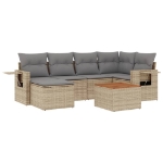 Set Divano da Giardino 7 pz con Cuscini Beige Misto Polyrattan