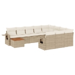 Set Divani da Giardino 11 pz con Cuscini Beige in Polyrattan