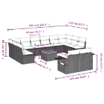 Set Divano da Giardino 13 pz con Cuscini Beige Misto Polyrattan
