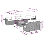 Set Divano da Giardino 9 pz con Cuscini Beige Misto Polyrattan