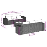 Set Divani da Giardino con Cuscini 7pz Nero Polyrattan