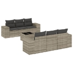 Set Divani da Giardino 7pz con Cuscini Grigio Chiaro Polyrattan