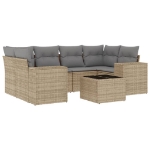 Set Divani da Giardino 7 pz con Cuscini Beige in Polyrattan