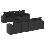 Set Divani da Giardino 9 pz con Cuscini Nero in Polyrattan