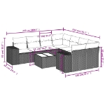 Set Divano da Giardino 9 pz con Cuscini Beige in Polyrattan