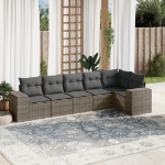 Set Divano da Giardino 6 pz con Cuscini Grigio in Polyrattan