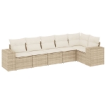 Set Divano da Giardino 6 pz con Cuscini Beige in Polyrattan