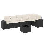 Set Divani da Giardino con Cuscini 7pz Nero Polyrattan