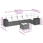 Set Divani da Giardino con Cuscini 7pz Nero Polyrattan