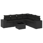 Set Divani da Giardino con Cuscini 7pz Nero Polyrattan