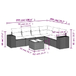 Set Divani da Giardino con Cuscini 7pz Nero Polyrattan