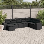 Set Divani da Giardino con Cuscini 8 pz Nero in Polyrattan