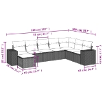 Set Divani da Giardino con Cuscini 8 pz Nero in Polyrattan