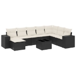 Set Divani da Giardino 9 pz con Cuscini Nero in Polyrattan
