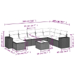 Set Divani da Giardino 9 pz con Cuscini Nero in Polyrattan