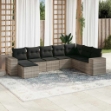 Set Divano da Giardino 8pz con Cuscini Grigio Chiaro Polyrattan