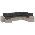 Set Divano da Giardino 8pz con Cuscini Grigio Chiaro Polyrattan