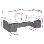 Set Divani da Giardino 7pz con Cuscini Grigio Chiaro Polyrattan