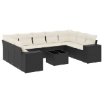 Set Divani da Giardino 10pz con Cuscini in Polyrattan Nero
