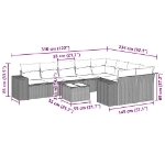 Set Divani da Giardino 10pz con Cuscini in Polyrattan Nero
