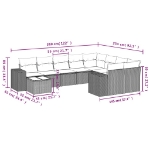 Set Divano da Giardino 10 pz con Cuscini Grigio in Polyrattan