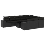 Set Divani da Giardino 11 pz con Cuscini in Polyrattan Nero