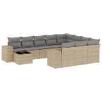 Set Divani da Giardino 11 pz con Cuscini Beige in Polyrattan