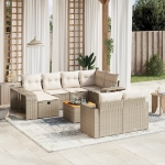Set Divani da Giardino 11 pz con Cuscini Beige in Polyrattan