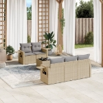 Set Divano da Giardino 6 pz con Cuscini Beige in Polyrattan
