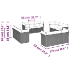 Set Divani da Giardino 12 pz con Cuscini Marrone in Polyrattan