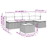Set Divano da Giardino 6pz con Cuscini Grigio Chiaro Polyrattan