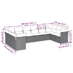 Set Divano Giardino 10 pz con Cuscini Grigio Chiaro Polyrattan