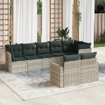 Set Divano da Giardino 8pz con Cuscini Grigio Chiaro Polyrattan
