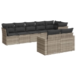 Set Divano da Giardino 8pz con Cuscini Grigio Chiaro Polyrattan