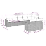 Set Divano da Giardino 8pz con Cuscini Grigio Chiaro Polyrattan