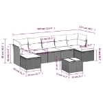 Set Divano da Giardino 8 pz con Cuscini Grigio in Polyrattan