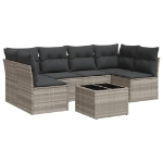 Set Divani da Giardino 7pz con Cuscini Grigio Chiaro Polyrattan