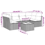 Set Divani da Giardino 7pz con Cuscini Grigio Chiaro Polyrattan