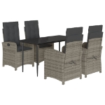Set da Pranzo da Giardino 5 pz con Cuscini in Polyrattan Grigio
