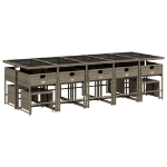 Set da Pranzo da Giardino 15 pz con Cuscini Grigio Polyrattan