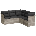 Set Divano da Giardino 5pz con Cuscini Grigio Chiaro Polyrattan