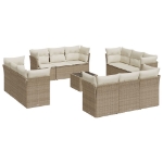 Set Divano da Giardino 13 pz con Cuscini Beige in Polyrattan