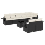 Set Divani da Giardino 9 pz con Cuscini Nero in Polyrattan
