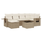 Set Divani da Giardino 7 pz con Cuscini Beige in Polyrattan