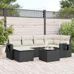 Set Divani da Giardino con Cuscini 7pz Nero Polyrattan