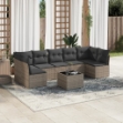 Set Divano da Giardino 8 pz con Cuscini Grigio in Polyrattan