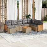 Set Divano da Giardino 9 pz con Cuscini Beige in Polyrattan