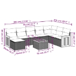 Set Divano da Giardino 9 pz con Cuscini Beige in Polyrattan