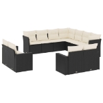 Set Divani da Giardino 11 pz con Cuscini in Polyrattan Nero
