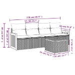 Set Divani da Giardino 5 pz con Cuscini in Polyrattan Nero